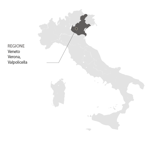 mappa dell'italia con amarone della valpolicella evidenziata